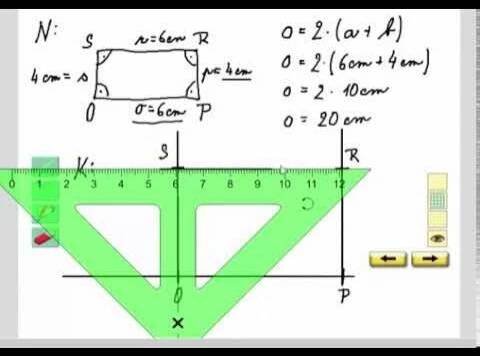 Rýsování (konstrukce obdélníku, výpočet obvodu), Geometrie pro 4.ročník, str. 29, cv. 3c