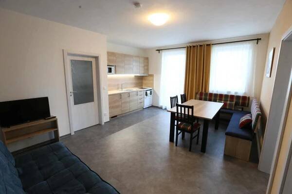 Kuchyň nebo kuchyňský kout v ubytování Apartmány AURA