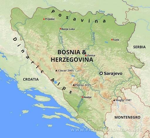 Bosnia Physical Map