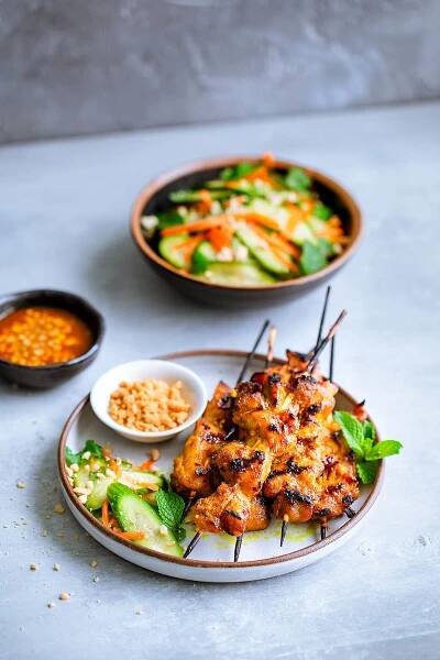 Singapore-Style Chicken Satay with Peanut Sauce - Taming of the Spoon
