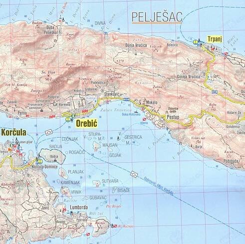 Dalmátské pobřeží jih (Pelješac, Lastovo, Mljet, Elafiti, Neretva, Dubrovnik) | International Travel Maps CZ
