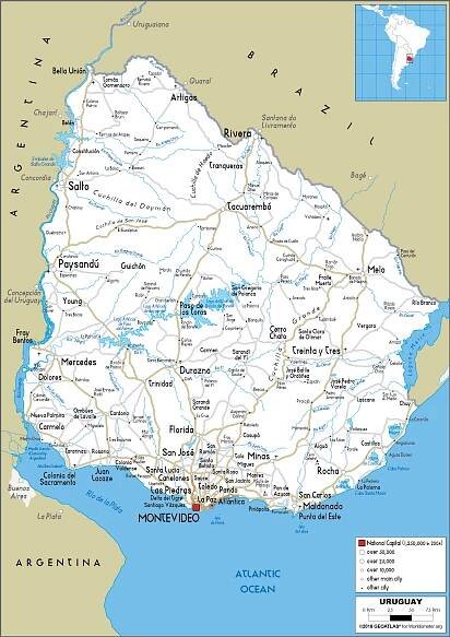 Uruguay Map (Road) - Worldometer