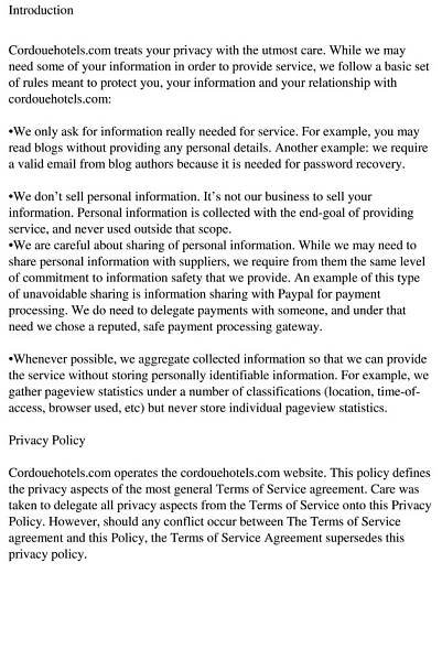 Privacy Policy - Cordouehotels