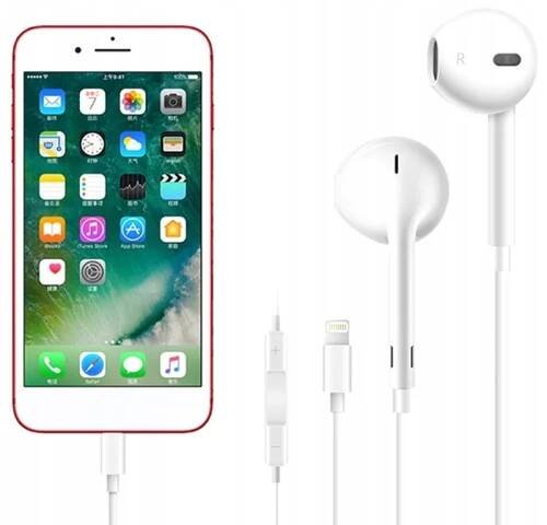 Sluchátka pro iPhone Lightning do uší DRÁTOVÁ 5 6 7 8 X XR 11 12 13 14 Ovládání hlasitosti ano