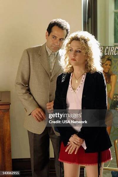Mr. Monk Meets the Playboy" Episode 8-- Pictured: Tony Shalhoub as Adrian Monk, Bitty Schram as Sharona Fleming --