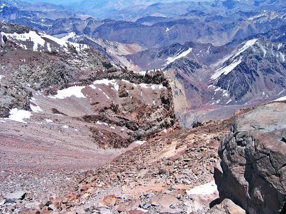 View of canaleta from above, Aconcagua
