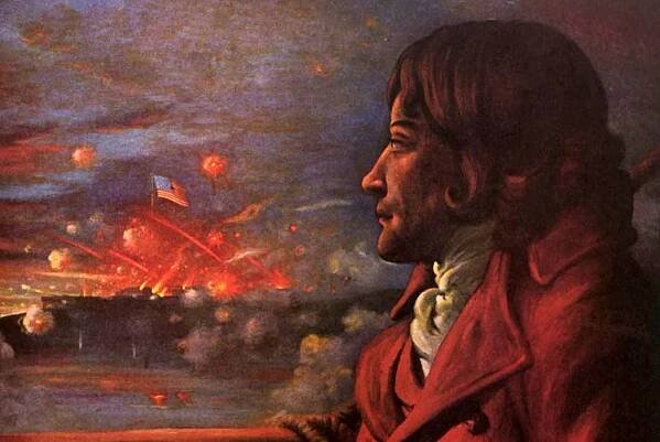 Francis Scott Key - Star Spangled Banner song in 1812 - Art from 1958