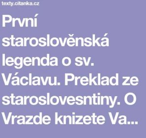 První Staroslověnská Legenda O Sv. Václavu. Preklad Ze Staroslovesntiny 06D