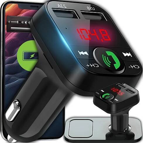 Bluetooth FM vysílač do auta Červené světlo Bezdrátový rozhlasový přijímač do auta s