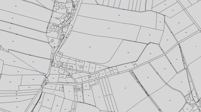 Katastrální mapa pozemků a čísla parcel Hubálov