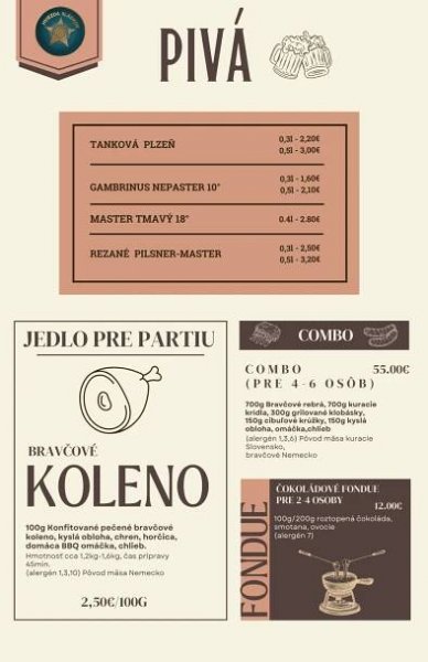 À la carte menu | Chilli - beer&restaurant | Zvolen