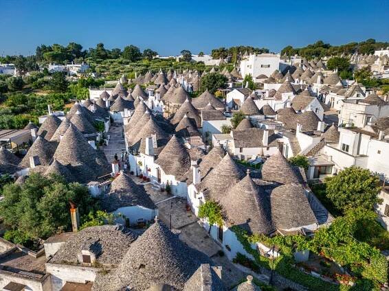 Aerial view of trulli houses in Alberobello