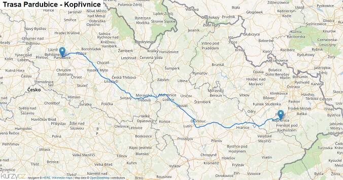 Plánování trasy Pardubice - Kopřivnice - doprava | Kurzy.cz