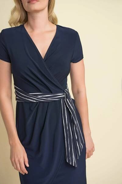 Joseph Ribkoff 212039 Midnight Blue/White Dress - Gertrude Fashions