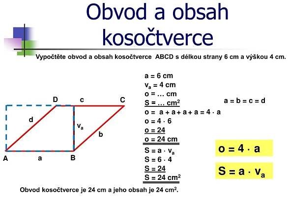 PPT - Obvod a obsah rovnoběžníků PowerPoint Presentation, free download - ID:4349708