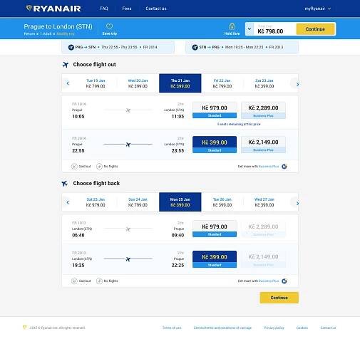 Ryanair Letenka do Londýna