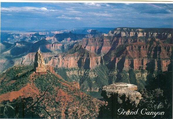 USA, Arizona, Grand kaňon, prošlá se známkou - Pohlednice