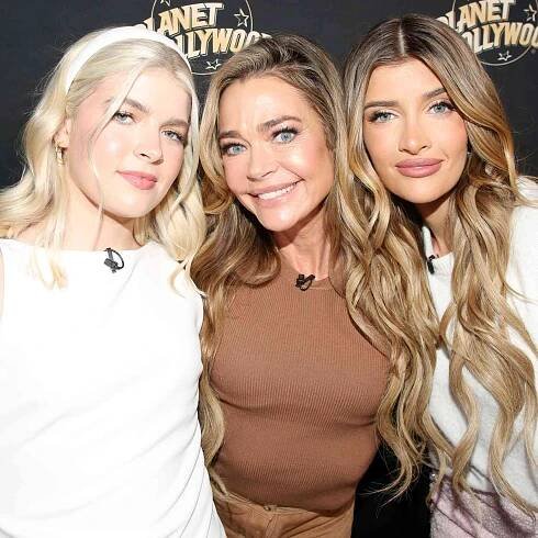 Lola Sheen, Denise Richards and Sami Sheen pose as they promote their new show "Denise