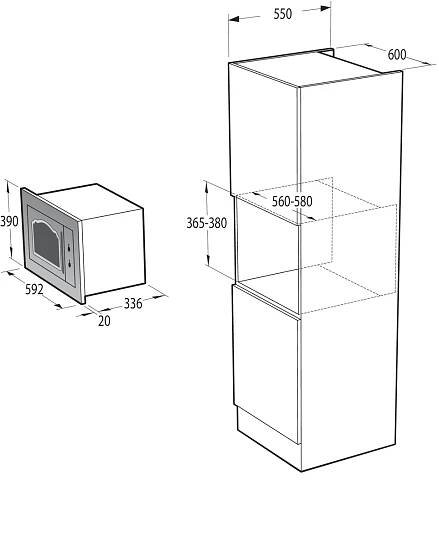 Mikrovlnná trouba Gorenje VMT445B 25 l Sklo Výška výrobku 39 cm