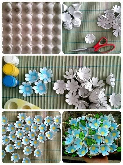 the process of making paper flowers is shown
