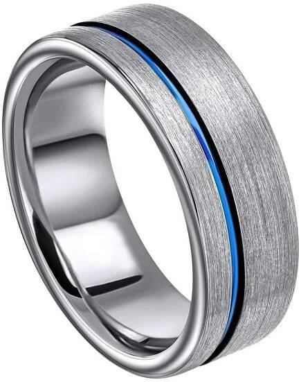 Fred Bennett Blue Inlay Tungsten Ring