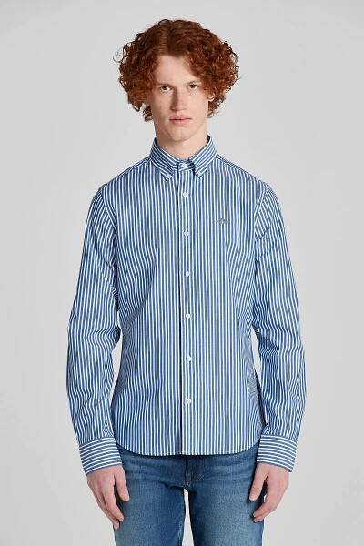 KOŠILE GANT SLIM POPLIN STRIPE SHIRT COLLEGE BLUE