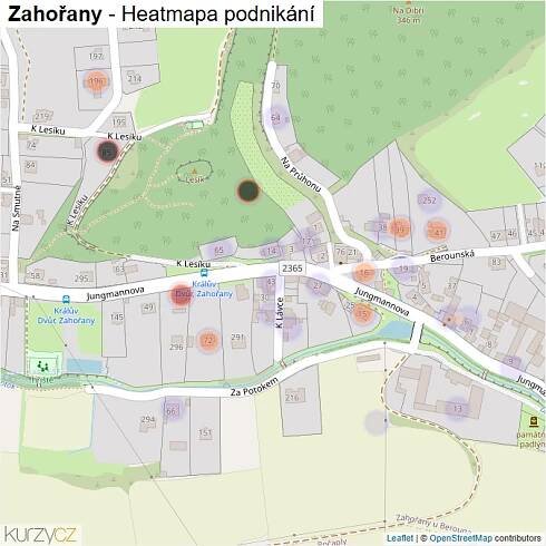 Mapa Zahořany - Firmy v části obce.