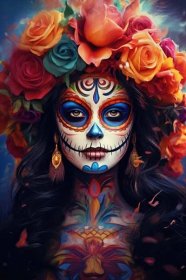 Colorful La Calavera Catrina Skull Makeup Free Stock Photo