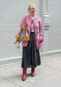 Kitty, 23“I’m wearing my favorite vintage sewing machine themed sweater, yard666sale top, vintage 70s pleated skirt, and hand-me-down red pleather cowgirl boots. My style is always full of color and textures, but specifically, my style is majorly...