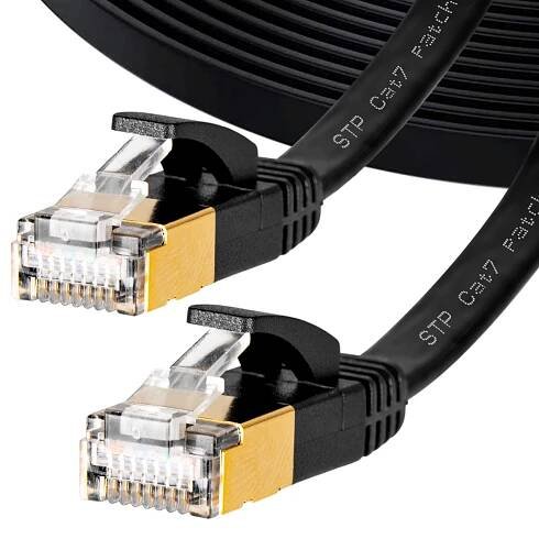 SÍŤOVÝ ETHERNET KABEL LAN PATCHCORD KROUCENÝ INTERNET PLOCHÝ SFTP CAT7 15M