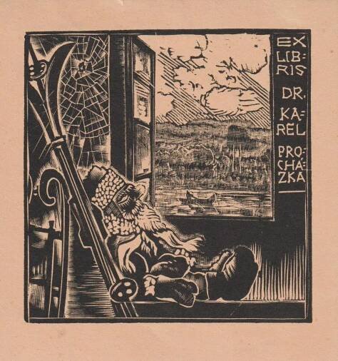 VÁCHAL JOSEF, Originální grafika, dřevoryt, exlibris, nesignováno