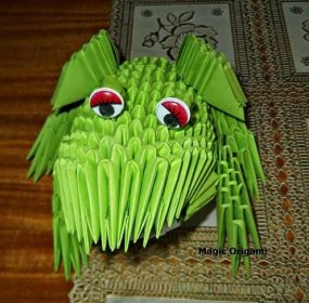 Origami Magic: Funny Green Frog! 3d Words, Crazy Eyes, Green Frog ...