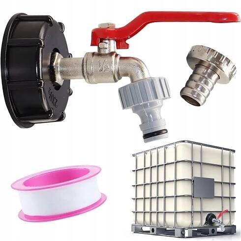 KOHOUTEK PRO MAUZERA 1000 L NA HADICI 1/2' ČERPACÍ VENTIL NÁDRŽE + ADAPTÉR 3/4'