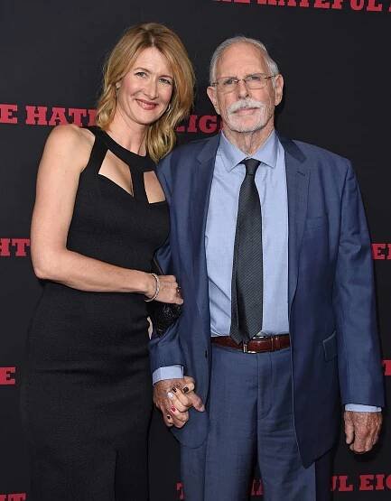 Actors Laura Dern and Bruce Dern arrive at the Los Angeles Premiere of 'The Hateful Eight' at ArcLight Cinemas Cinerama Dome on December 7, 2015 in Hollywood, California