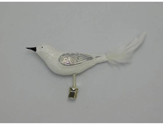 Ornex Skleněná vánoční ozdoba ptáček bílý velký 8 x 4 x 12 cm nakoupit u OBI