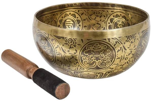 Tibetská mísa, "Gulpa", gravírovaná s designem, průměr 19cm | SANU BABU