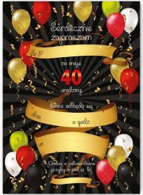 Pozvánka na 40. narozeniny 10 ks party párty Výška produktu 10.5 cm