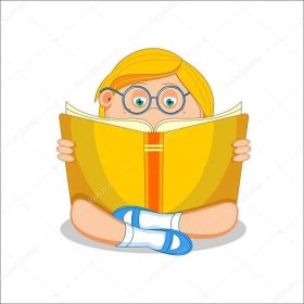 Dívka čtení otevřené knihy, sedí na podlaze, vektorové ilustrace. Stock Vector od © katedemianov 117543188