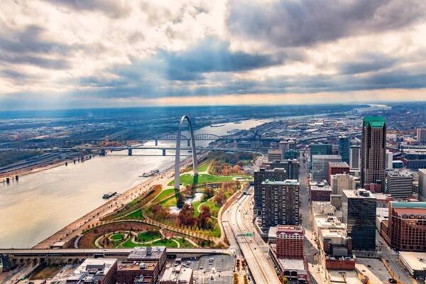 st. louis aerial - st louis - stock snímky, obrázky a fotky