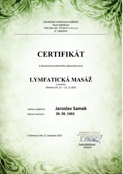 Služby,Masáže – Jaroslav Samek,SK Start Přerov