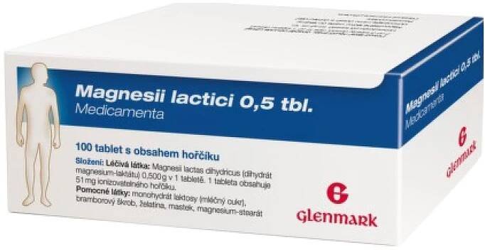 MAGNESII LACTICI 0,5 TBL. MEDICAMENTA 0,5G neobalené tablety 100 - skladem