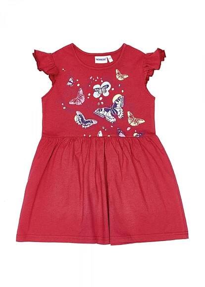 Winkiki Kids Wear Dívčí šaty Motýlci - malinová