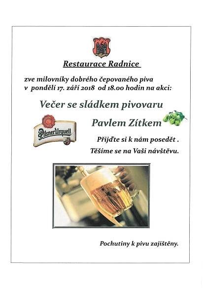 Večer se sládkem - restaurace Radnice