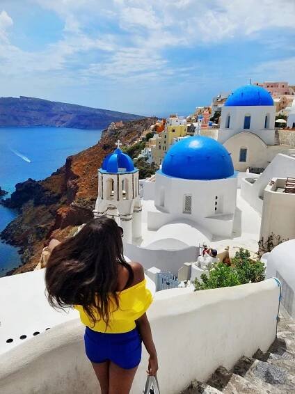 Blue domes oia santorni Greece