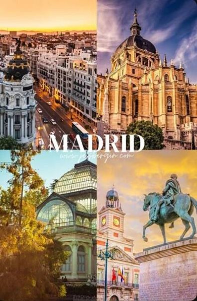 madrid, spain collage with images of the city