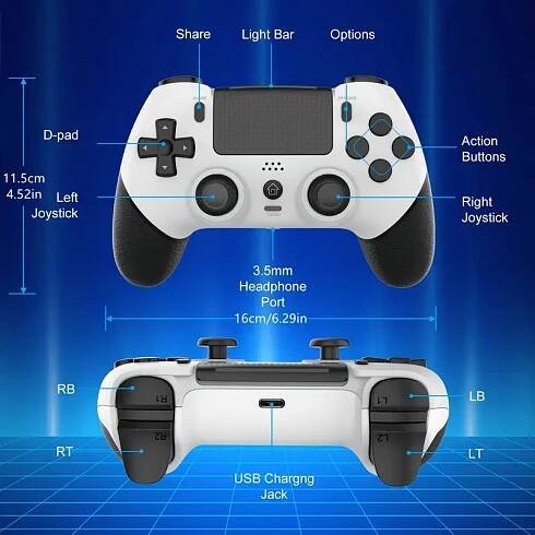 wireless controller compatible with  4  4   with hall effect ps4 control joystick 3 5mm speaker 6 axis motion sensor programming   function Product details 0