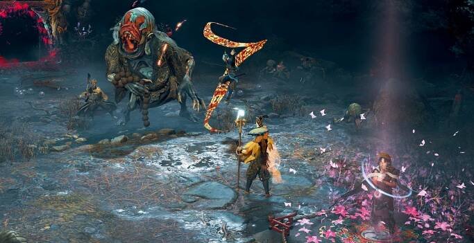 Soh attacking an enemy in Kunitsu-Gami