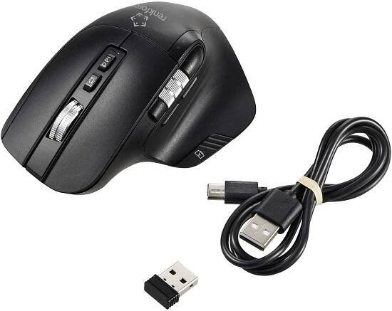 Renkforce RF-OBTM-500 optická ergonomická myš, přenos bezdrátový, 8 tlačítko, 3200 dpi, černá