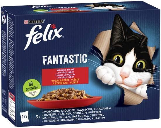Felix Fantastic mokré krmivo pro kočky s venkovskými příchutěmi v želé 12x85 g