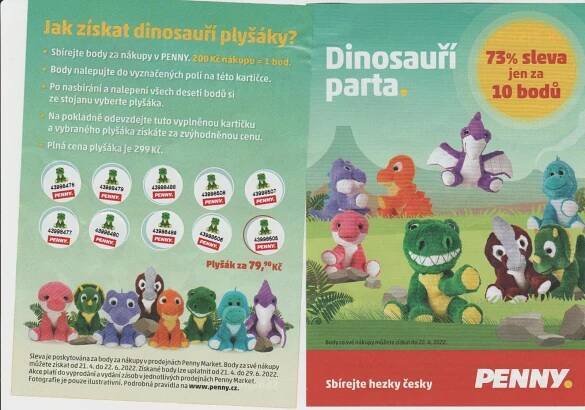 PENNY MARKET- DINOSAUŘÍ PARTA - body  na nákup plyšáků - Děti